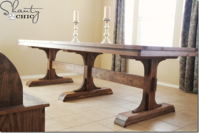 DIY Dining Table ~ Triple Pedestal Farmhouse