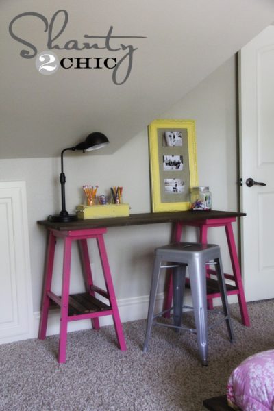 DIY Barstool Desk! - Shanty 2 Chic
