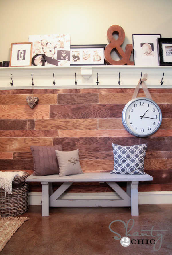 Rustic Wood Shelf With Hooks, Wood Shelf With Hooks, Entryway