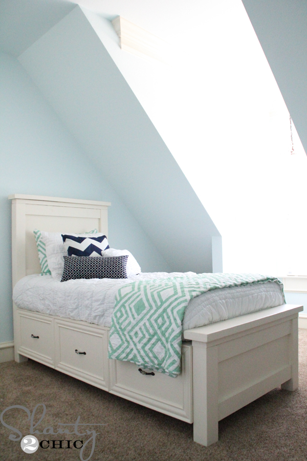 DIY Twin Storage Bed - Shanty 2 Chic