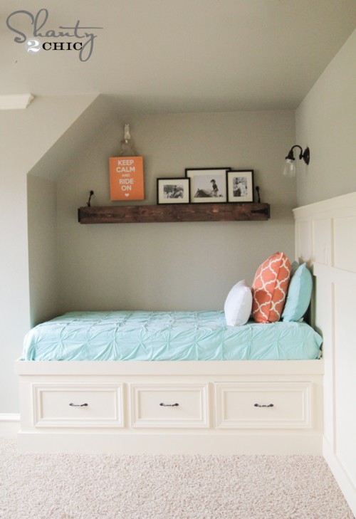 Free Plans DIY Built-In Twin Bed