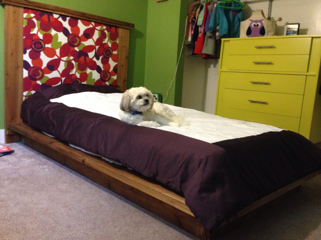 Twin platform bed with upholstered headboard Shanty 2 Chic