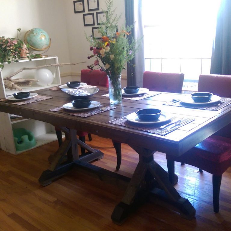 Removable base restoration hardware inspired dining table