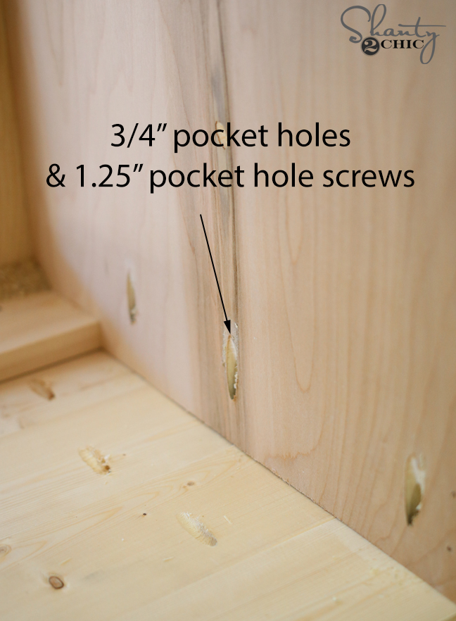 Pocket holes to attach the top