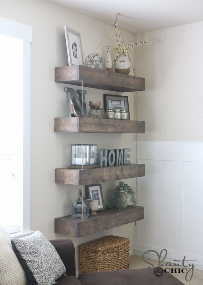 DIY Floating Shelves with Pulleys