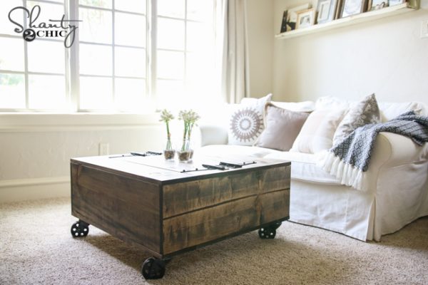 DIY Storage Coffee Table & YouTube Video Tutorial! - Shanty 2 Chic
