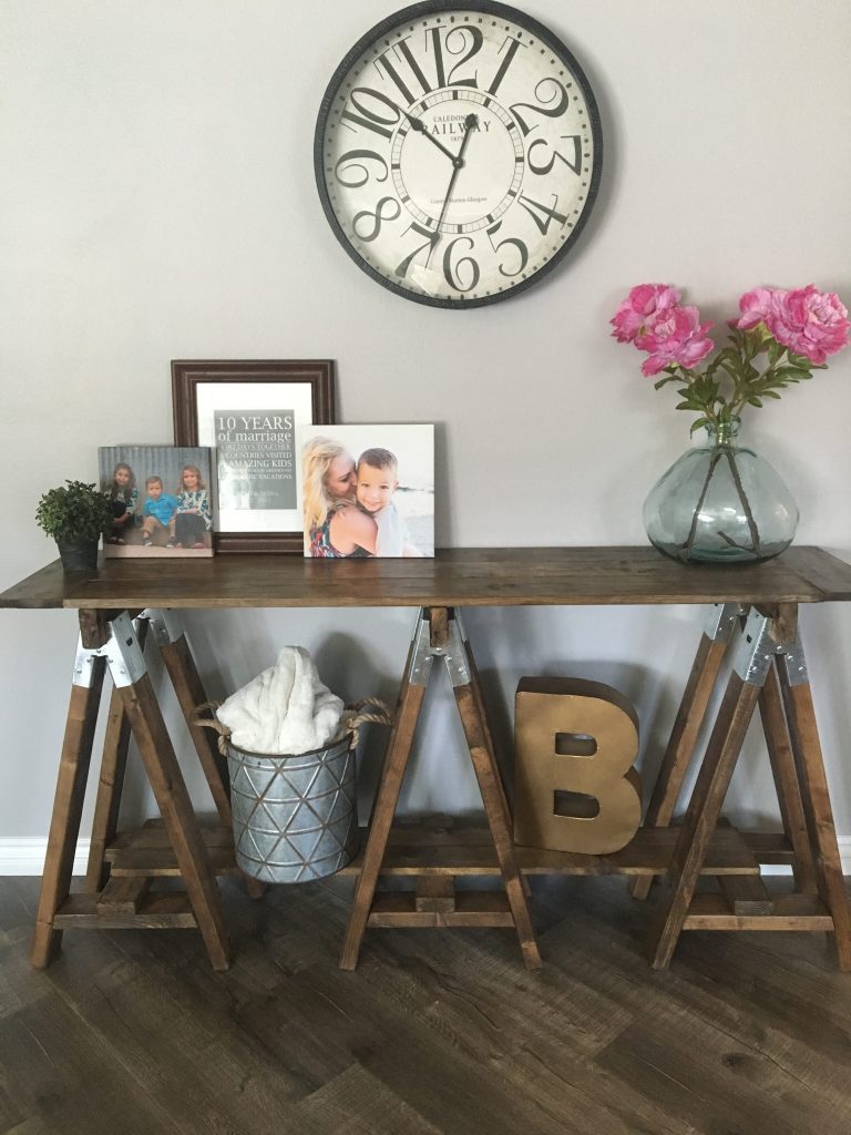 Saw horse console table