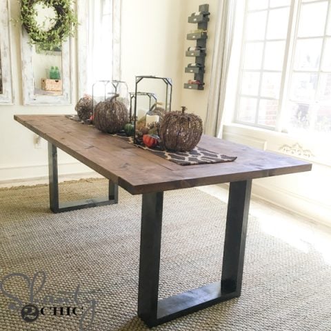 DIY Rustic Modern Dining Table - Shanty 2 Chic