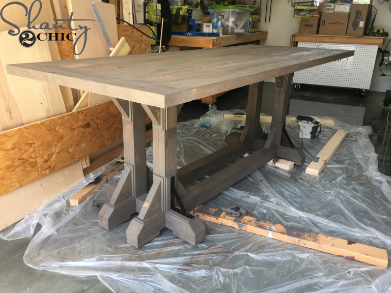 DIY Industrial Corbel Farmhouse Table
