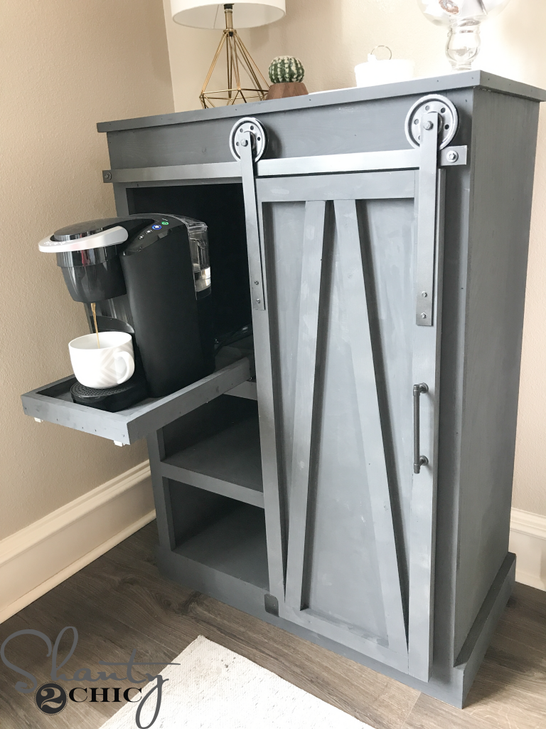 DIY Barn Door Coffee Cabinet