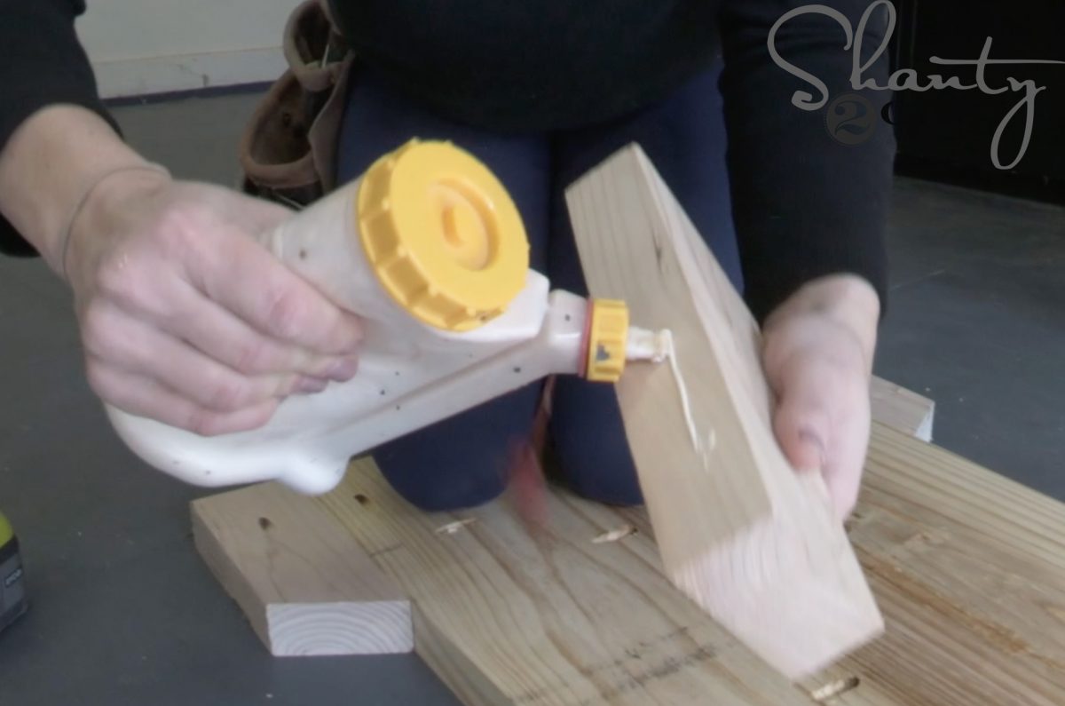 diy pew bench farmhouse table - wood glue